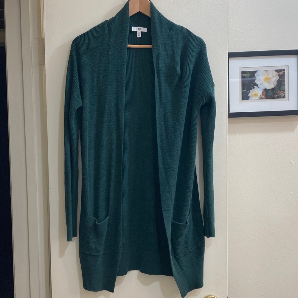 BP Nordstrom Women's Green Open Front Cardigan Sweater.